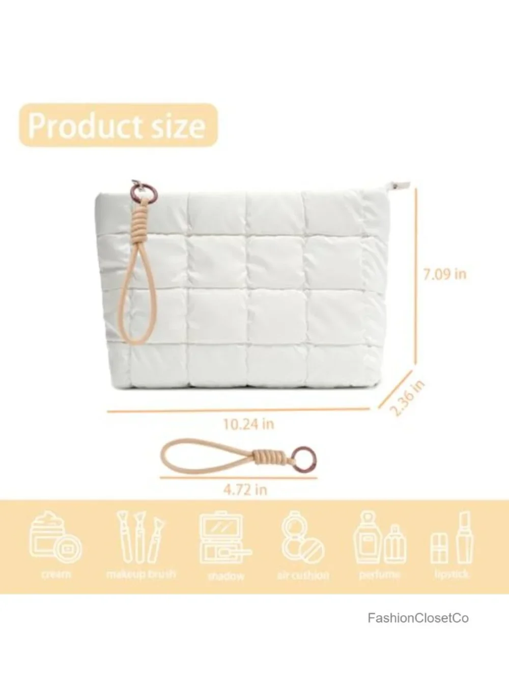 Puffer Quilted Makeup Bag Travel Cosmetic Pouch Toiletry Organizer